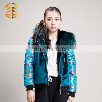 Factory Wholesale Custom Satin Women Velvet Winter Thick Jacket