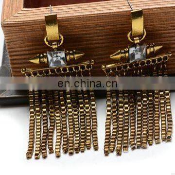 Punk Fashion Rivet Vintage Enthic Bohemia Metal Chain Drop Dangle Tassel Earrings Antique Gold Silver Statement Jewelry photo-5