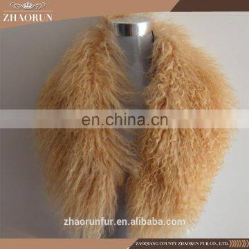65x23cm 100% Natural Tibet Lamb Fur Scarf / Mongolian Lamb Fur Collar for Women photo-3