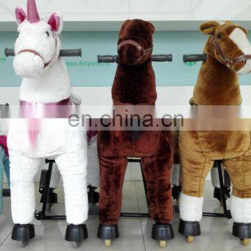 HI CE plush mechnical ride on horse for kids,mechanical horse toys with wheels