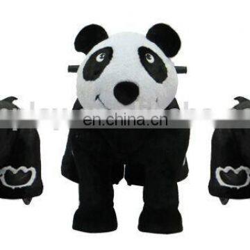 HI Black and White Panda Plush Zoo Animal Electric Scooter for Kids