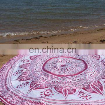 72" Indian Roundie Pink Star Yoga Mandala Hippie Tapestry Beach Throw Towel Yoga Mat Bohemian Art