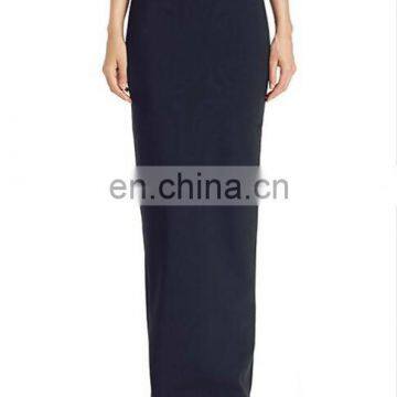Customized High Waist Fashion Ambra Back Slit Plain Black Viscose Maxi Skirt For Women jls-31