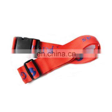 Factory custom adjustable travel luggage belt printed strap with plastic buckle