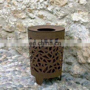 Perforated Corten Steel Litter Bin