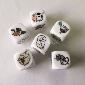 Wholease Heat Printing 16mm Round Corner Plastic Acrylic Dice/board Game Dice photo-3