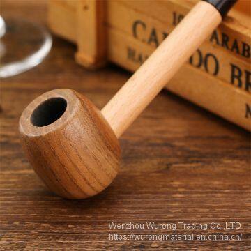 140mm Length Wooden Resin Short Tobacco Pipe With Popeye Solid Wood Head for Smoking photo-3