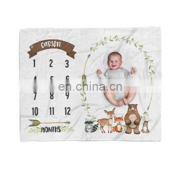 Wholesale Coral Fleece Photo Prop Baby Monthly Growth Milestone Blankets photo-3
