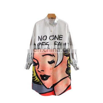 TWOTWINSTYLE Print Hit Color Women's Shirt Long Sleeve Casual Loose Female Blouse