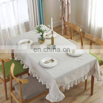 European-style Tablecloth Cotton Linen Lotus Edge Table Cloth Cover Rectangle Table Cloth photo-3