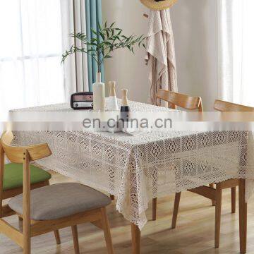 Farmhouse Handmade Crochet Vintage Lace Design Tablecloth Geometric Cotton Tablecloth Party Table Cloth photo-3