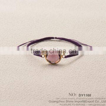 Rose Gold Acrylic Stone Diamond Woven Friendship Bracelet for 2015 New Product Hot Sale photo-2