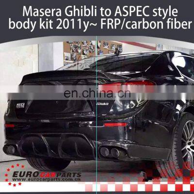 Masera Ghibli to ASPEC Style Body Kit 2011y~ FRP and Carbon Fiber Material Front Lip Side Skirts Diffuser Hood Trunk Spoiler
