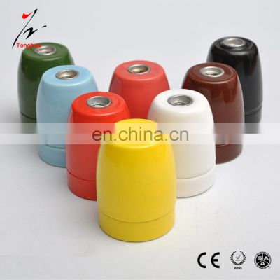 Best selling porcelain lamp holder ceramic lampholder colorful lamp socket E26/E27 CE