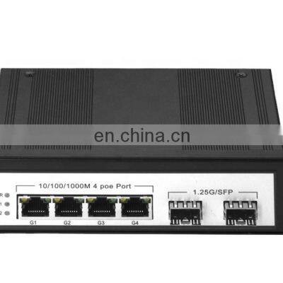 Tanghu DIN Rail POE Ethernet Switch 10/100/1000M 4 POE+2SFP Port Industrial Grade