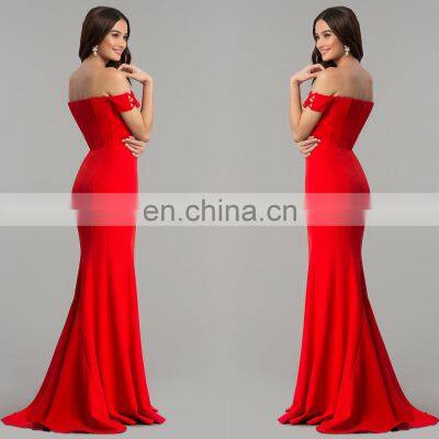 Women's Off The Shoulder Long Prom Dresses With Slit Lace Appliqued Chiffon Formal Party Gowns photo-4