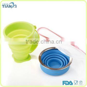Funny Heat Resistance Silicone Collapsible Custom Foldable Cup With Plastic Handle photo-5