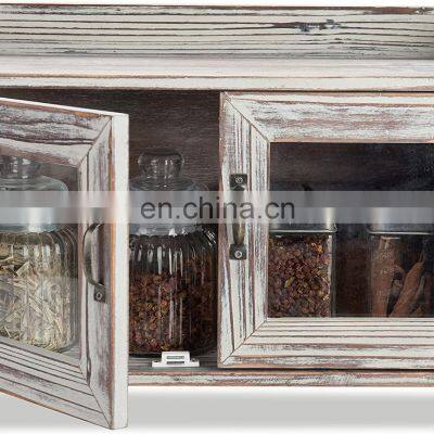 Bathroom Countertop Wooden Cabinet With Glass Windows photo-4