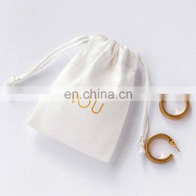 PandaSew 8*10 cm White personalized logo print drawstring pouches custom jewelry packaging bag