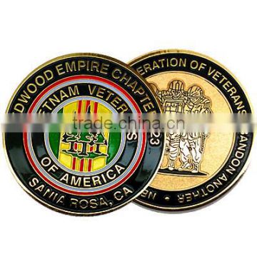 Metal Vietnam Veterans Soft Enamel Challenge Coins