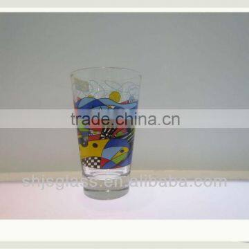 V-shaped decal glass cup