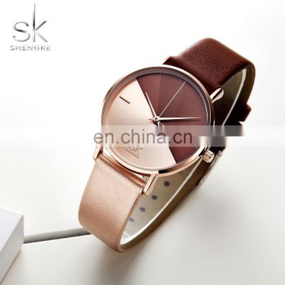 SHENGKE Bump Color Dial Hand Watchs PU Leather Japan Quartz Watchs Drop Shipping Watchs K0095L