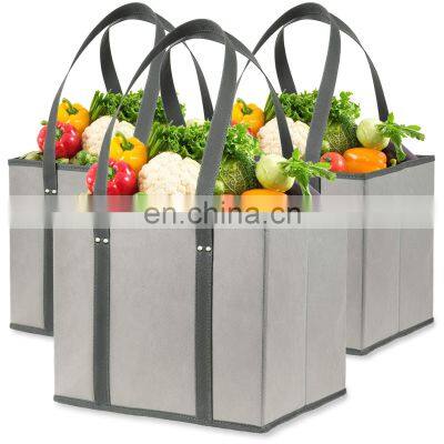 Foldable Extra Large Recycled Reusable Non Woven Shopping Box Tote Collapsible Grocery Bag