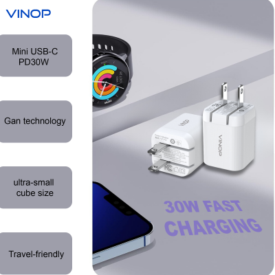 VINOP PD 30W USB-C GaN Mini Fast Charger - White photo-2