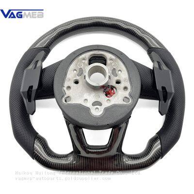 For Audi A4 B9 Heated Carbon Fiber Perforated Black Stitching Steering Wheel With S /RS Logo Accessories photo-3