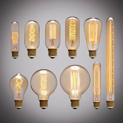 E26 E27 ST64 Bulbs / T4 5/ C35 / T300 / G80/G95/G125 40 Watts Amber Glass Incandescent Light Bulbs