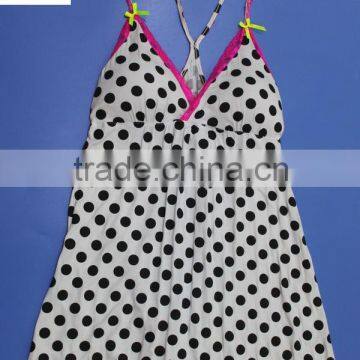 hot sexy black dot lace decorated lady babydools lingerie