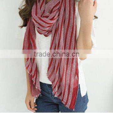 Wholesale New Style Lady Fashion Striped Voile Cotton Scarf Quality Choice photo-2