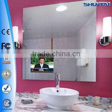 42 inch wall mounting decorative high tech mirror display motion sensor hotel bathroom hall high tech mirror display