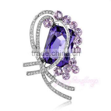 custom jewelry ladies amethyst white gold plated brooch korea