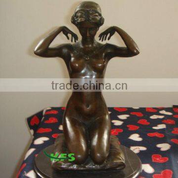 Bronze kneeling nude lady sculpture