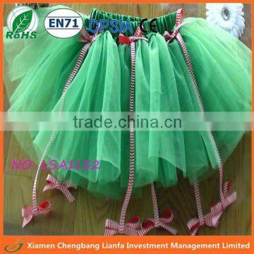 wholesale 2016 christmas girls basic tutus with bow,popular tulle tutus for kids,plain kelly green pettiskirts child