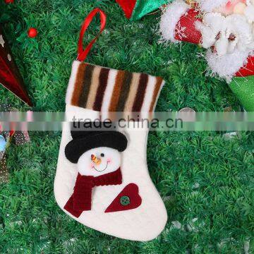 2016 New design christmas decoration socks christmas snowman white socks