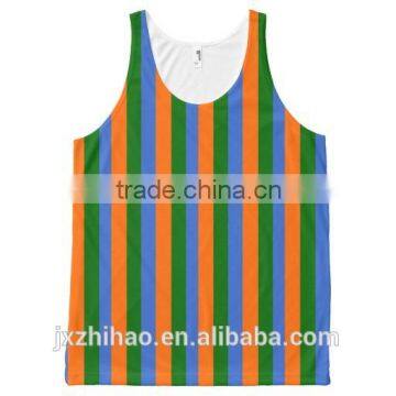 fashion cotton cheap plain Vertical stripes printed unisex tank top