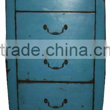 chinese antique tall blue five drawer cabinet