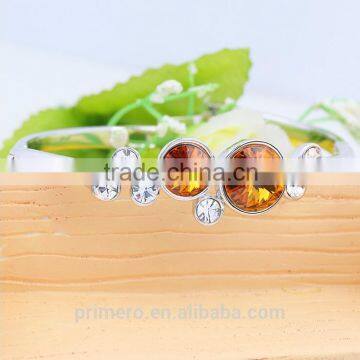 Fashion Silver Plated With Crystal Round Charms Bracelets Bangles Wedding Jewelry photo-3