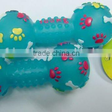 Newest ! Eco-friendly squeaky feature Vinyl dog dumbbell toys