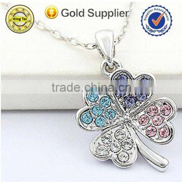 2015 cheap colorful pendent custom crystal luck necklace with low price