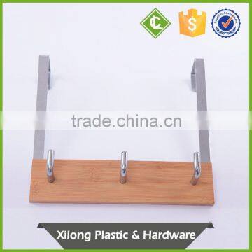 Clothes Hanger Hook 3 Hooks Overdoor Bamboo And Metal Material