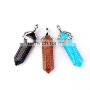 Beautiful 3 pcs Gold Sand Stone /Blue Sand Ston/Blue Turquo Silver Plated Healing Point Gemstone Pendant (Chain is not Included)