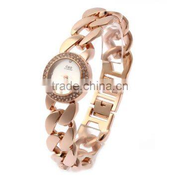 Women's Rose Gold Stainless Steel Petite Silver-Tone Chain Watch