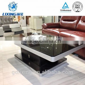 Modern High Gloss Black Tempered Glass Coffee Table