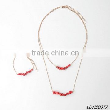 2016 fashional Red stone 2layerings Necklace