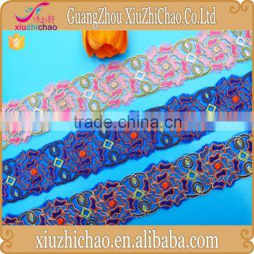 T0607-2 (17902) Pakistan clothing embroidery organza lace trim for saree dress                        
                                                Quality Choice