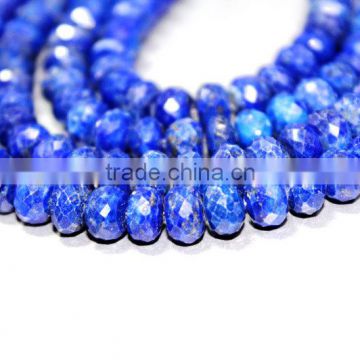 JAIPUR HANDMADE NATURAL LAPIS LAZULI 7-8MM ROUNDEL FACETED LOOSE BEADS