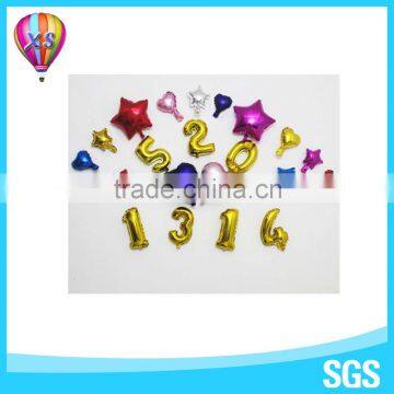 2016 China number helium balloon with different colors digital shape foil balloon stand for party decoration and wedding